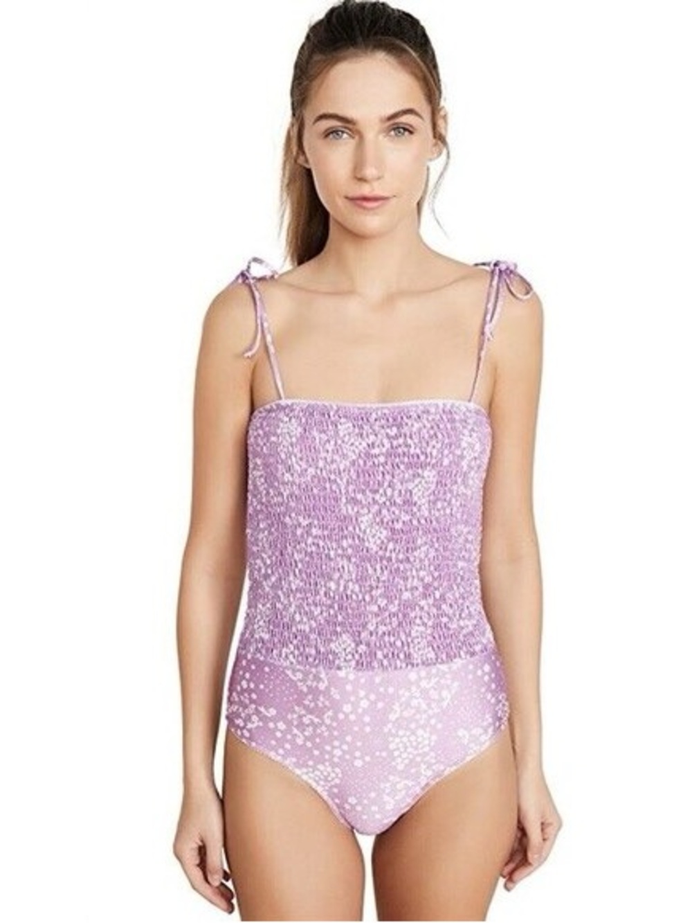 NWT Faithfull The Brand Stevie floral print one-piece smocked swimsuit